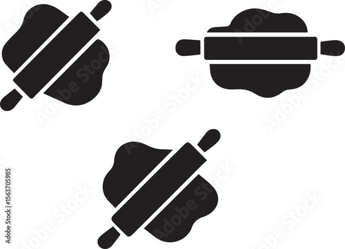 Rolling Dough Icon – Black Silhouette Vector Illustration
