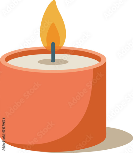 Calm orange candle flame, minimalist vector illustration, peaceful mood, spa concept.