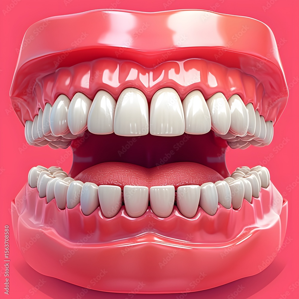 Obraz premium Detailed 3D Render of a Set of Dentures for Dental Education