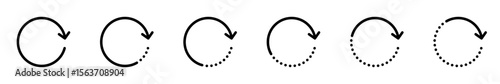 Cyclic arrow rotation icon set. Reiteration or renewal symbol. Recycling sign. Reversing arrow. Vector illustration.