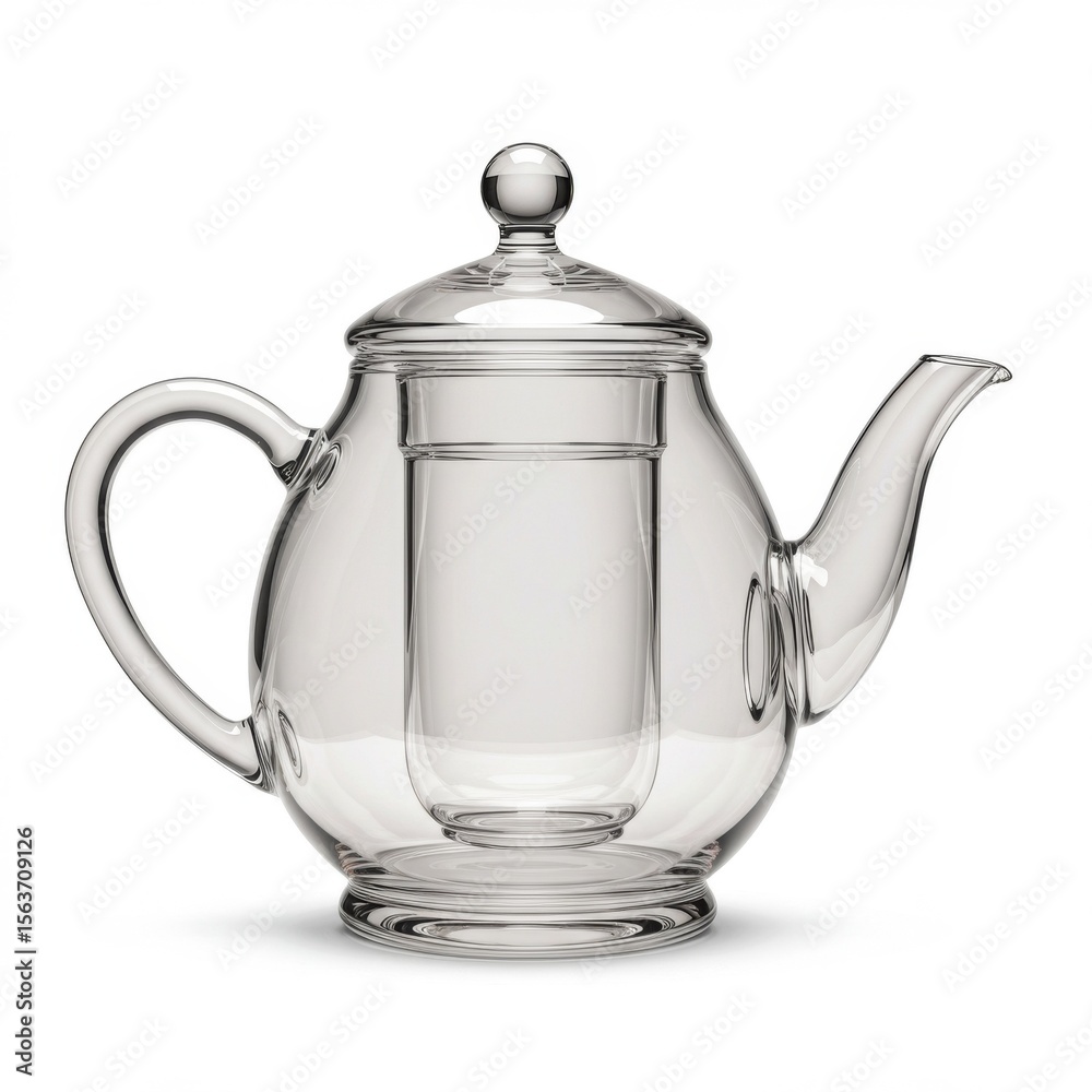 Fototapeta premium Clear Glass Teapot with Built In Infuser