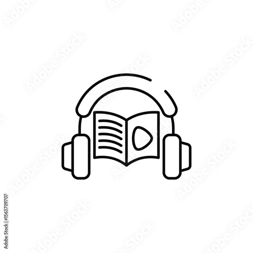 Audio Book icon design with white background stock illustration