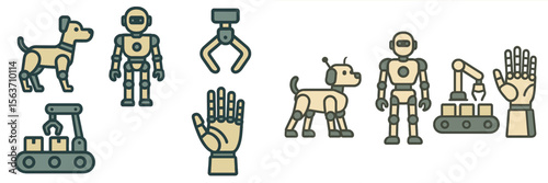 Robots and robotic pets showcase innovation in technology and automation for various applications and industries