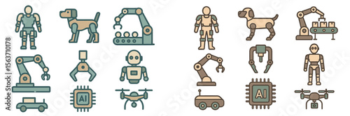 Illustration of robots, dogs, and AI devices showcasing the synergy of technology and traditional companionship