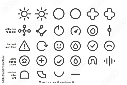 Set of 31 minimal vector icons for user interface design.