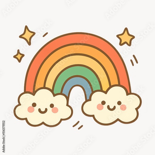 Cute rainbow clouds illustration