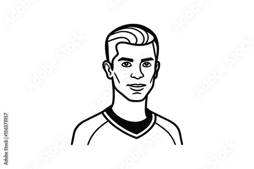 Line Art Illustration of a Young Man with Modern Hairstyle