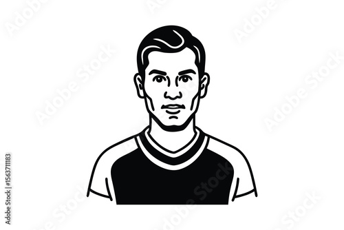 Simple Black and White Line Art Portrait of a Man