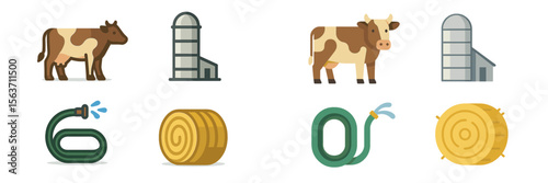Farm animals and equipment depicted in a colorful graphic highlighting rural life