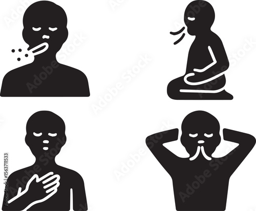 Breathing Exercise Icon – Black Silhouette Vector Illustration