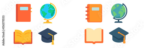 Educational tools and symbols representing learning and achievement in a vibrant design