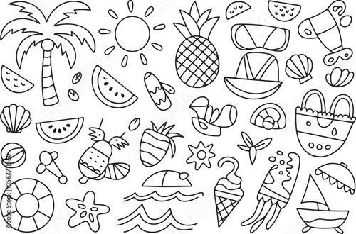 Cute Hand-Drawn Summer Graphics - Sun, Sea, and Food Kit