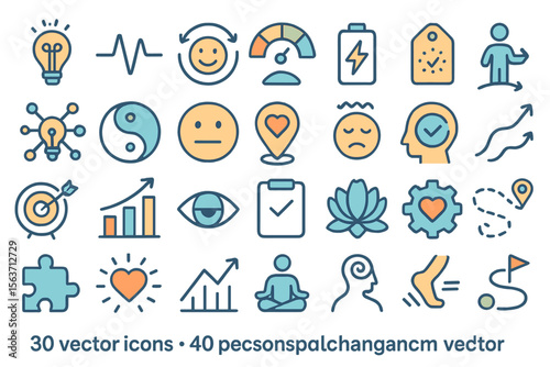 Colorful wellness and productivity icon set with gradient background