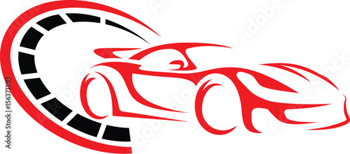 Silhouette of red car with speedo meter 