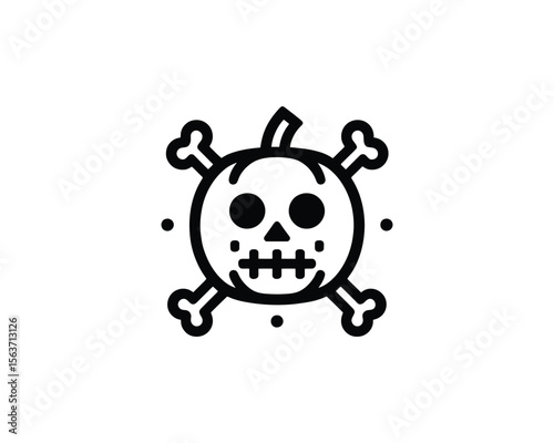 Halloween pumpkin skull and crossbones icon