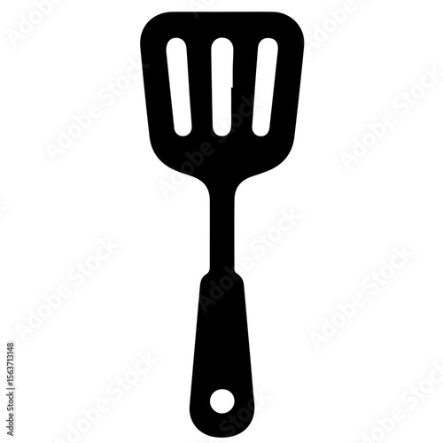 Black Spatula Kitchen Utensil Icon, Vector Illustration