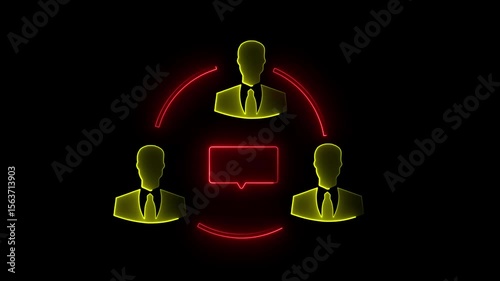 Animation of network of connections with people icons with glowing spots Social networking service concept. Global communication network Business people social network