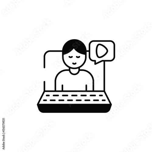 Video Lecture icon design with white background stock illustration