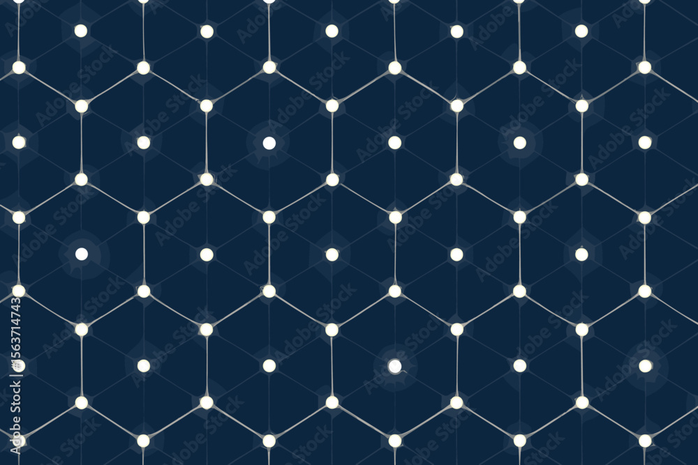 Fototapeta premium Seamless glowing hexagonal grid with bright light nodes