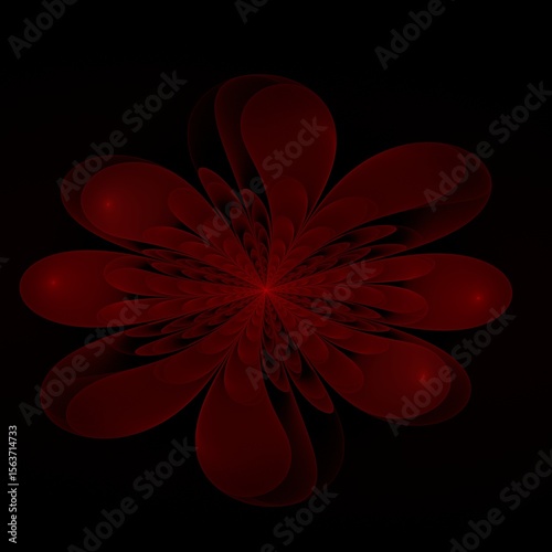 Fantasy fractal flower on dark background. Floral as pattern for your graphic design