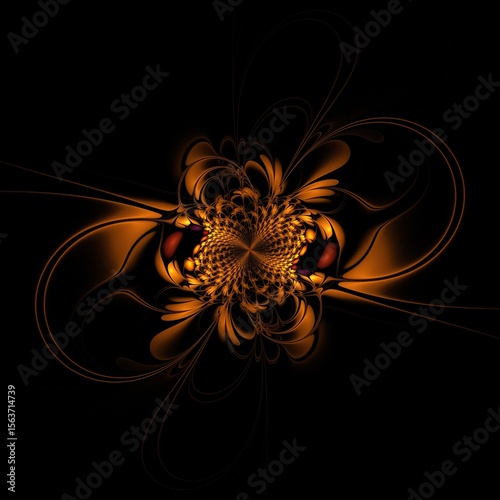 Fantasy fractal flower on dark background. Floral as pattern for your graphic design