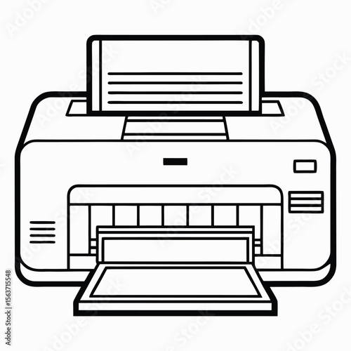 Vector Line Art Illustration of a Desktop Printer Simple and Clean Design for Printing, Office, and Technology Concepts