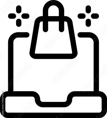 Laptop shopping icon with line and simple style