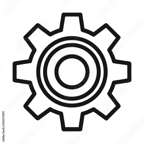Vector Line Art Gear Icon Settings, Configuration, Mechanism, Engineering, Cogwheel