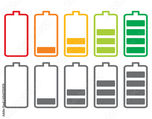 Battery charge level indicator set vector design