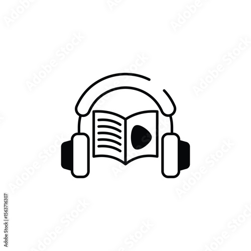 Audio Book icon design with white background stock illustration