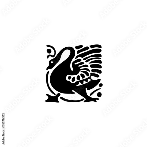 silhouettes with heraldic motifs in black Vector