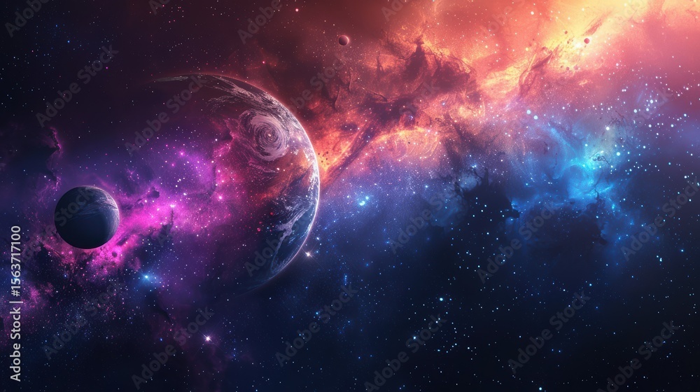 Obraz premium Abstract Planets and Space Background - AI Generated