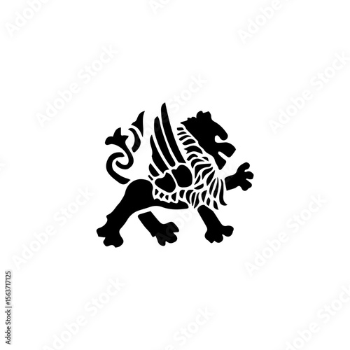 silhouettes with heraldic motifs in black Vector