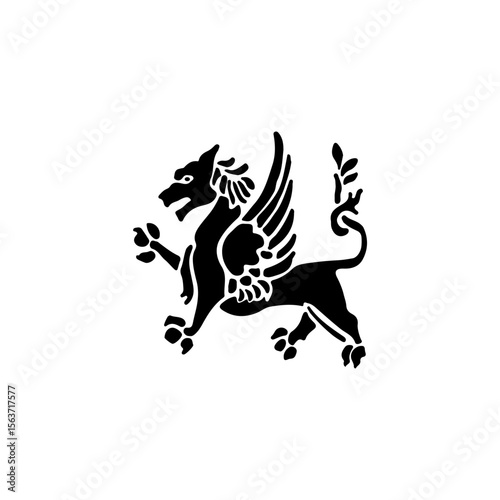 silhouettes with heraldic motifs in black Vector