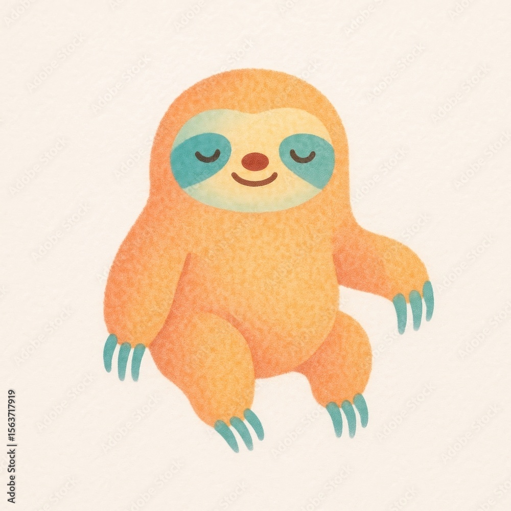 Fototapeta premium Cute cartoon sloth illustration.