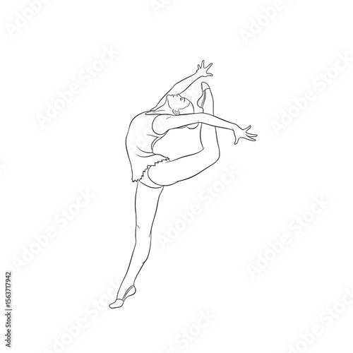 Dancer performing a graceful leap in abstract line art style  