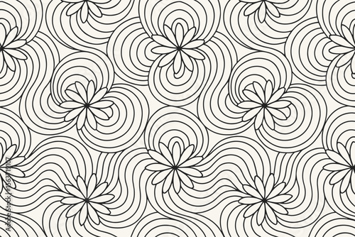 Seamless floral wave pattern with concentric petal curves