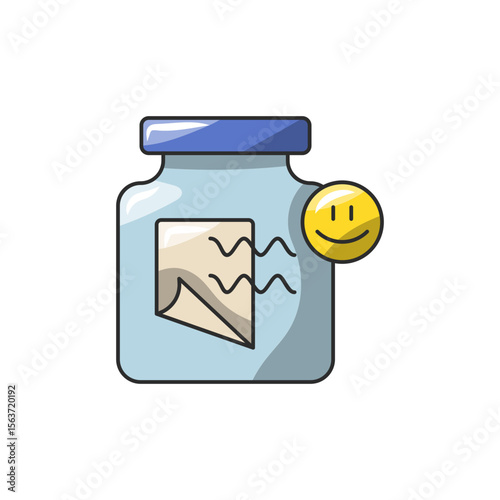Worry Jar Icon, Glass Jar Paper Anxiety Management.