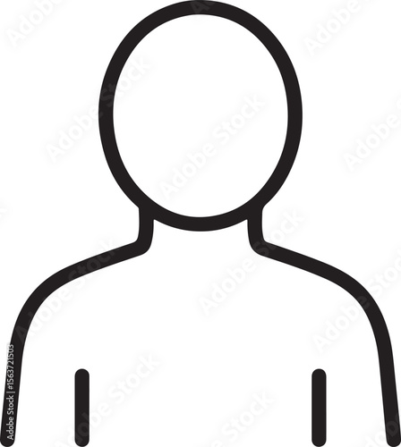 Black and white outline of a person head shoulders and torso vector