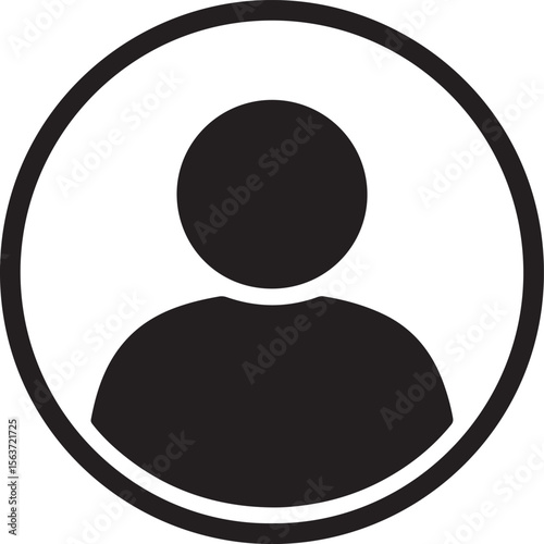 Black silhouette of a person within a circular frame user profile