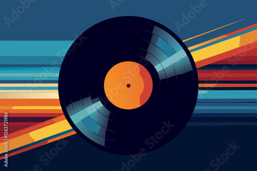 vinyl record with colorful background