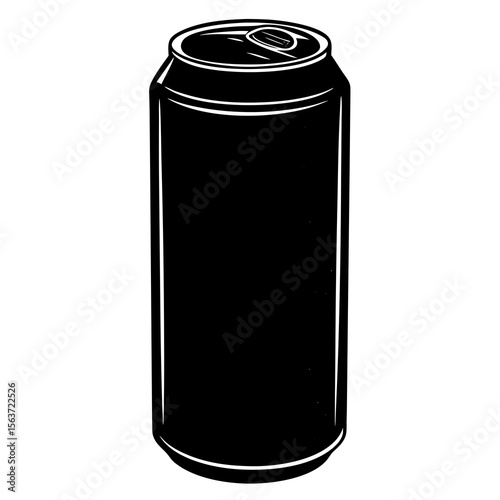 Classic black and white illustration of a soda can with a pull tab