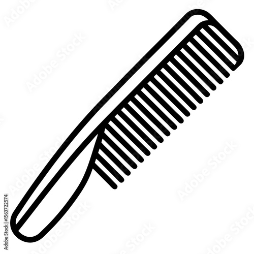 Simple black line art icon of a hair comb on a white background