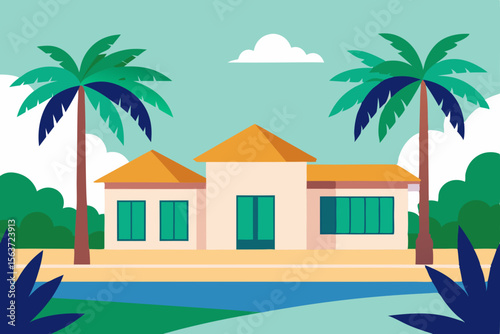 tropical island with palm trees