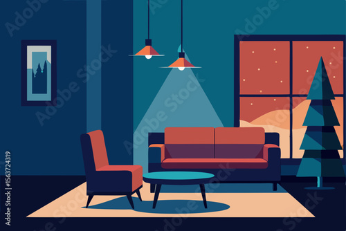 modern living room with a table and chairs