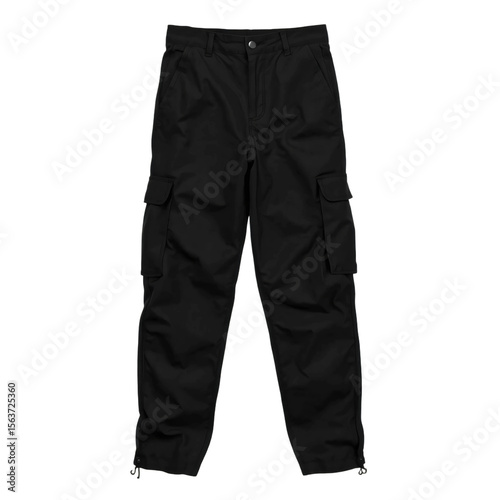 Black cargo pants isolated on transparent background