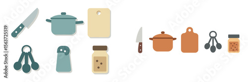 Kitchen tools and utensils arranged on a clean surface showcasing essential cooking items for meal preparation