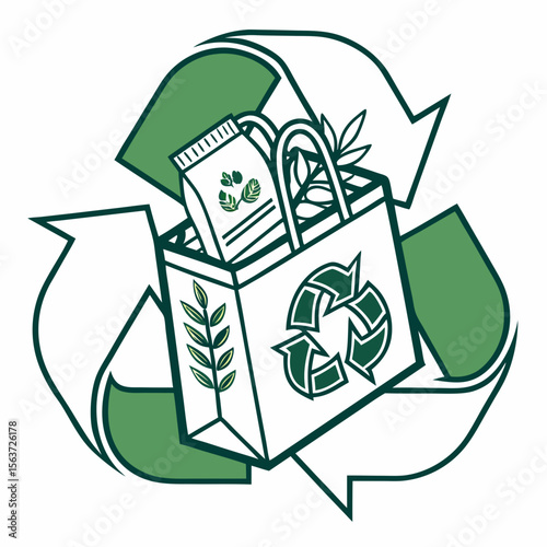Eco-Friendly Packaging Icon Set – Generative AI Vector & Linocut Silhouette Design
