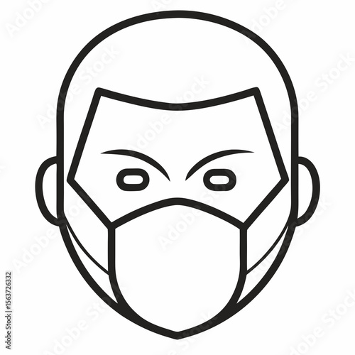 Face Mask Outline Vector | Generative AI & Linocut Silhouette Design