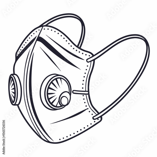 Face Mask Outline Vector | Generative AI & Linocut Silhouette Design